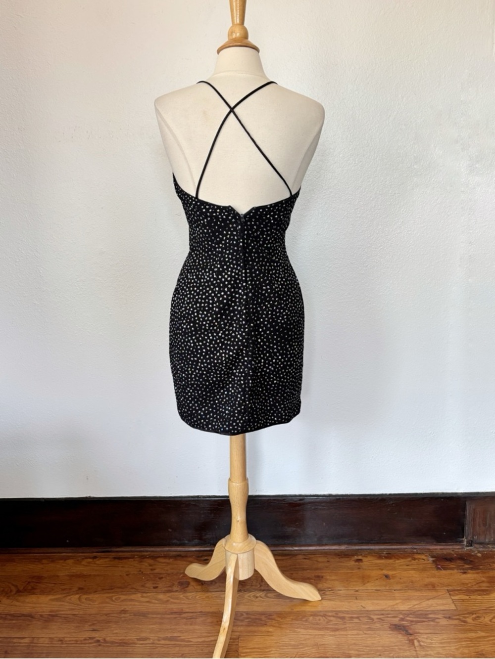 Vintage 80s Black Glitter Mini Cocktail Dress - Picture 4 of 9